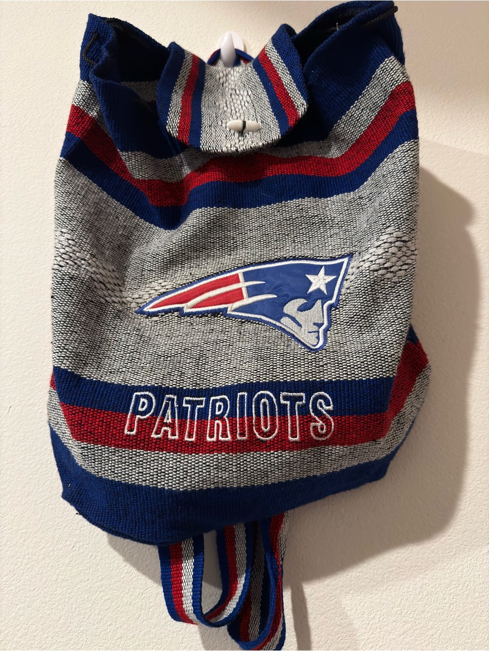 New England Patriots Woven Knit Backpack - Blue/Red/Grey